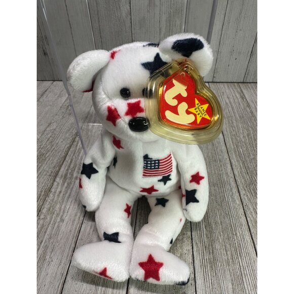 Vtg TY Beanie Baby - Glory The Bear Plush Stuffed Animal Toy Display Case & Tag - Picture 5 of 8